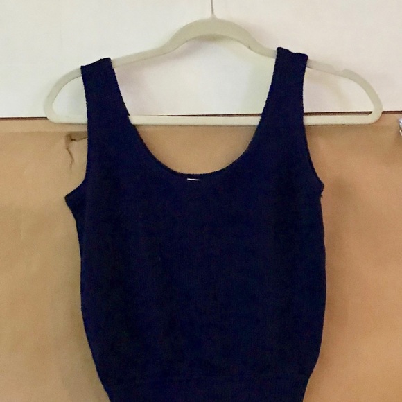 Vintage St John Knit Tank Top Blue Very Small Summer - Picture 8 of 8